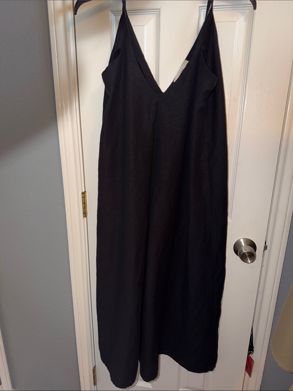 LOFT Black Maxi Slip Dress with V-Neck